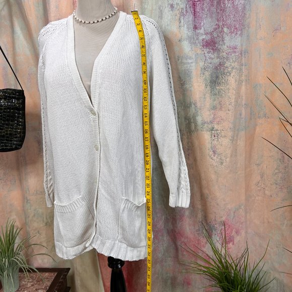 VTG📌Styled by Yorn  Long Sleeves Cotton Cardigan with Pockets & Cable Pattern - Picture 7 of 15